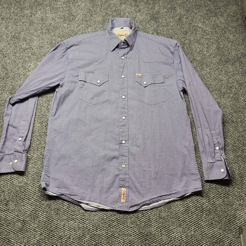 Rafter C Cowboy Collection Western Shirt Mens Large Pearl Snap Geometric